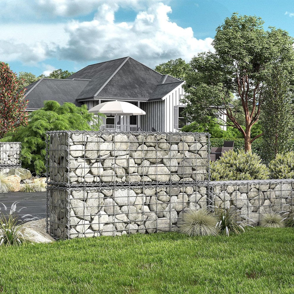 Gabionkurv 100 x 30 x 30 cm / galvanisert stålgabion / steinkurv til støttemur / hageavgrensning