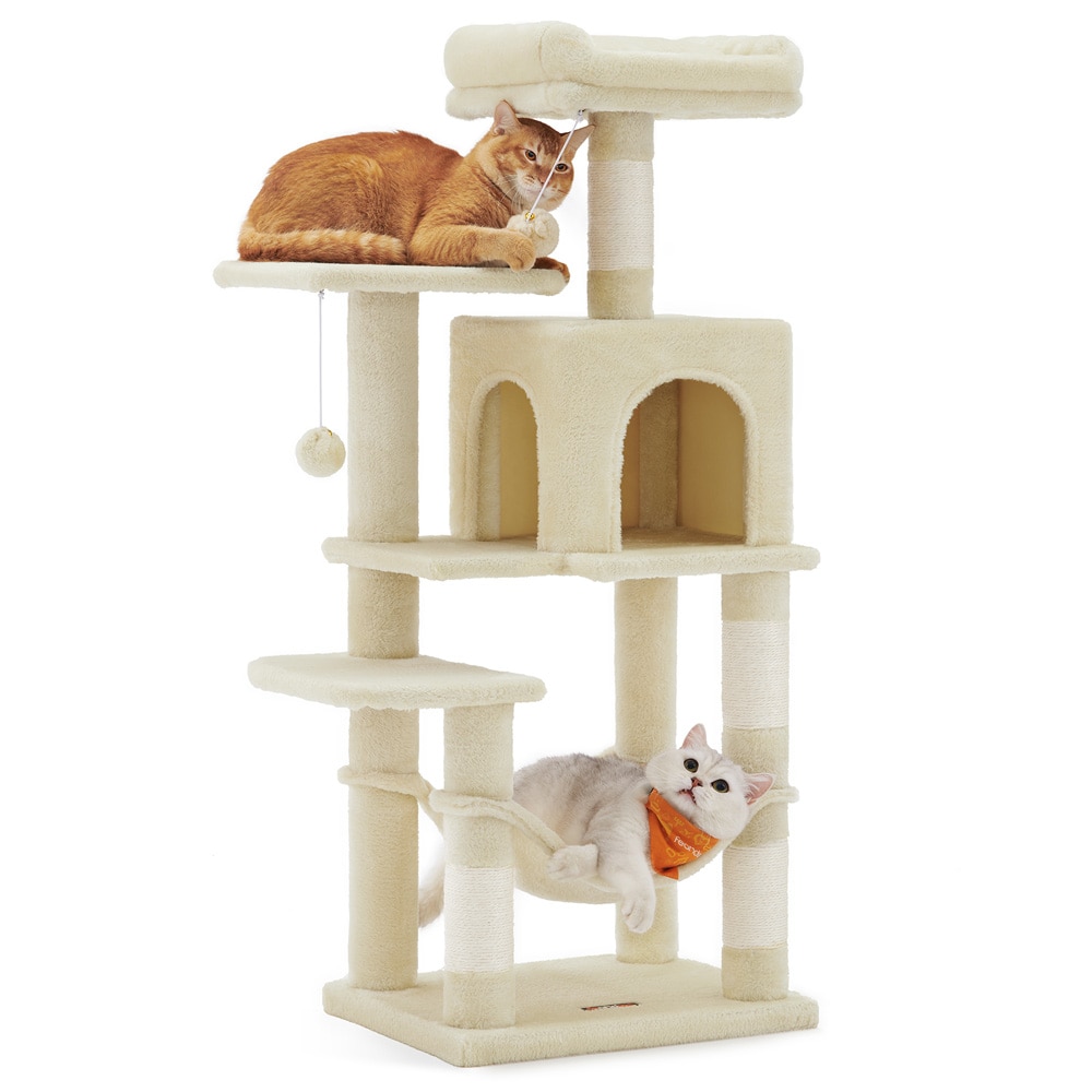 Kattetårn med hytte og hengekøye / klatretre med hengekøye / kattetre med klorestolper