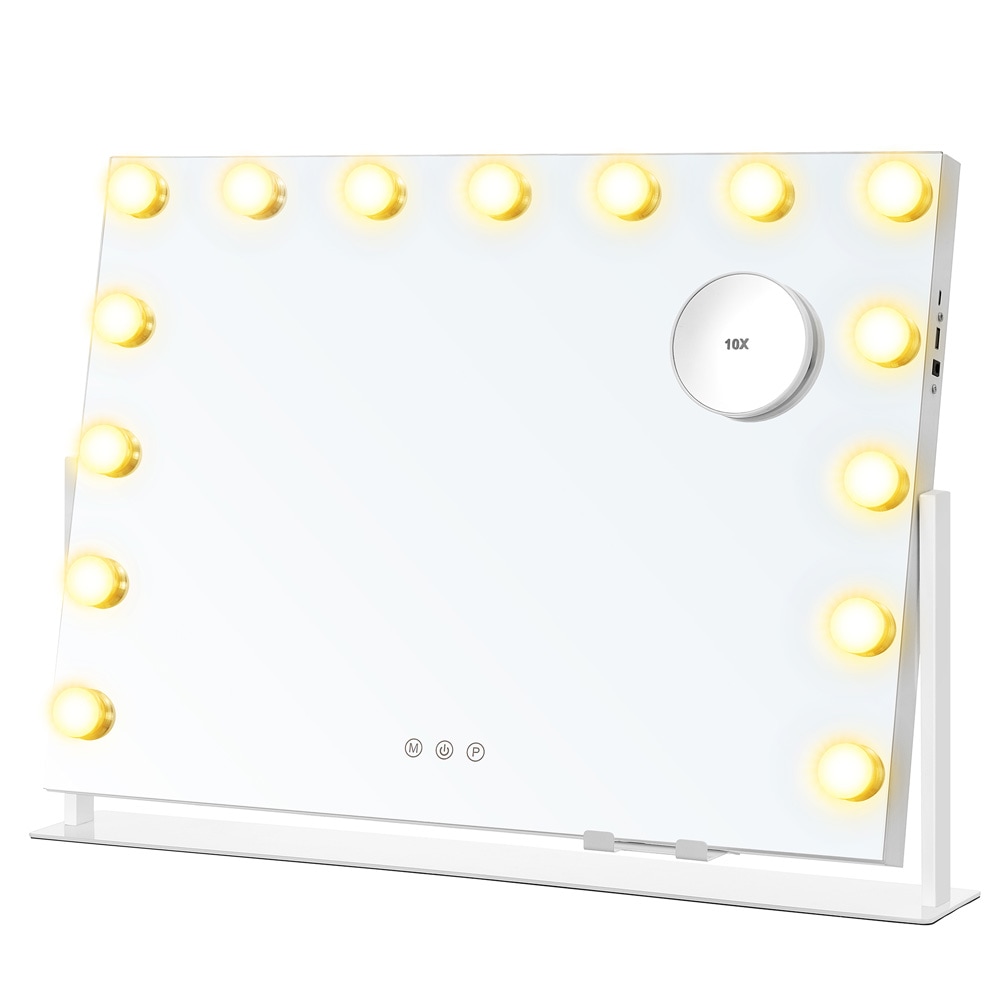 Firkantet sminkespeil med LED-belysning / sminkespeil med lys / kosmetikkspeil med belysning
