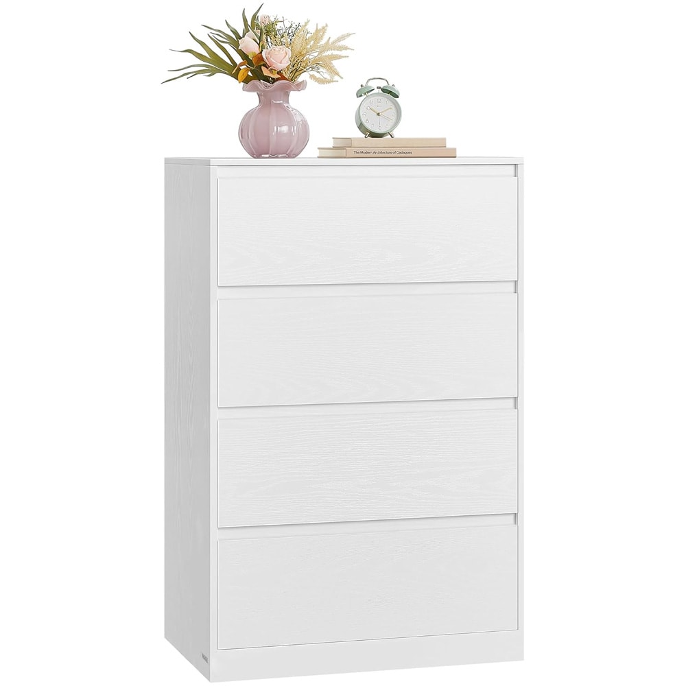 Kommode 40×60×97 cm / høy soveromskommode med fire skuffer – Hvit