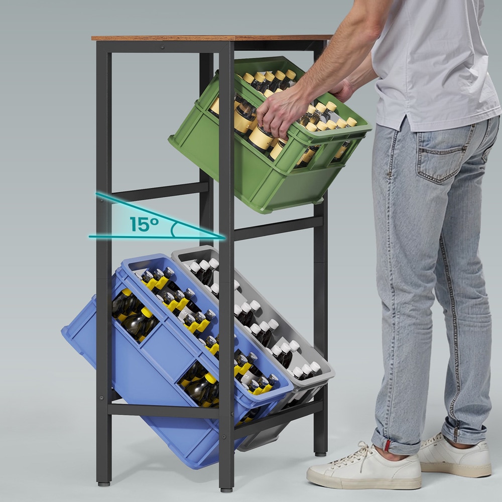 Drikkekassestativ for 4 drikkekasser / 2-etasjers flaskestativ i stål / kassestativ