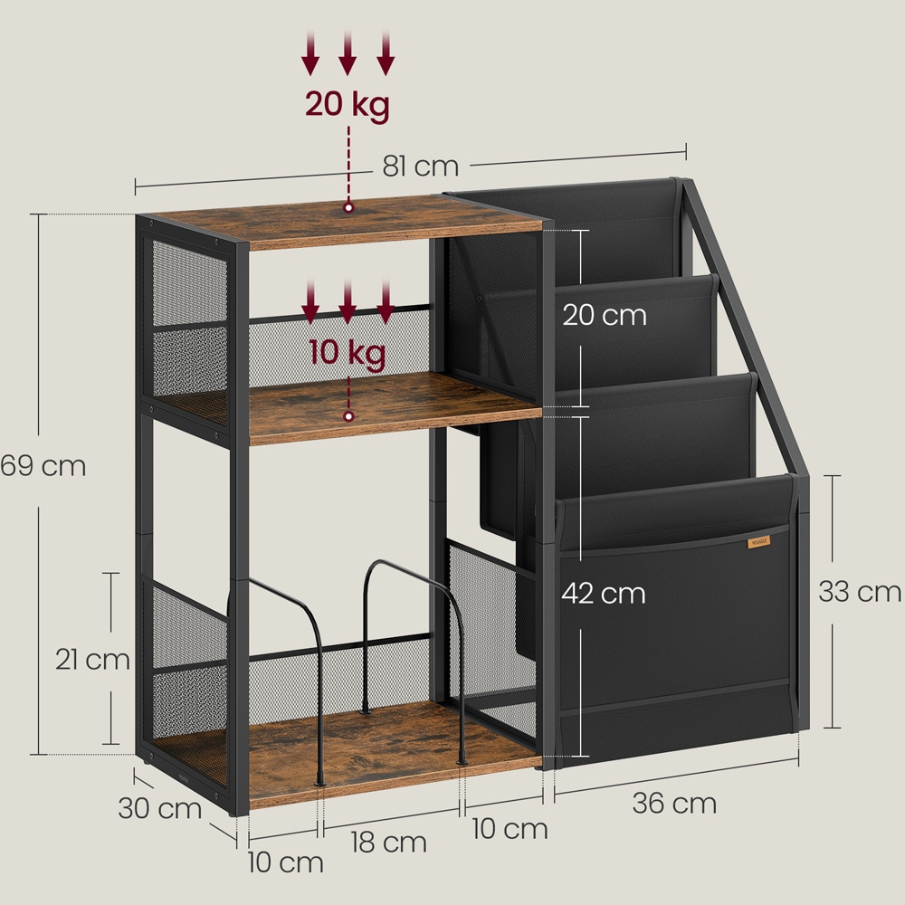 Stereobenk 81×30×69 cm / oppbevaring for ca. 140 LP-plater / platespillerbord – Brun/svart