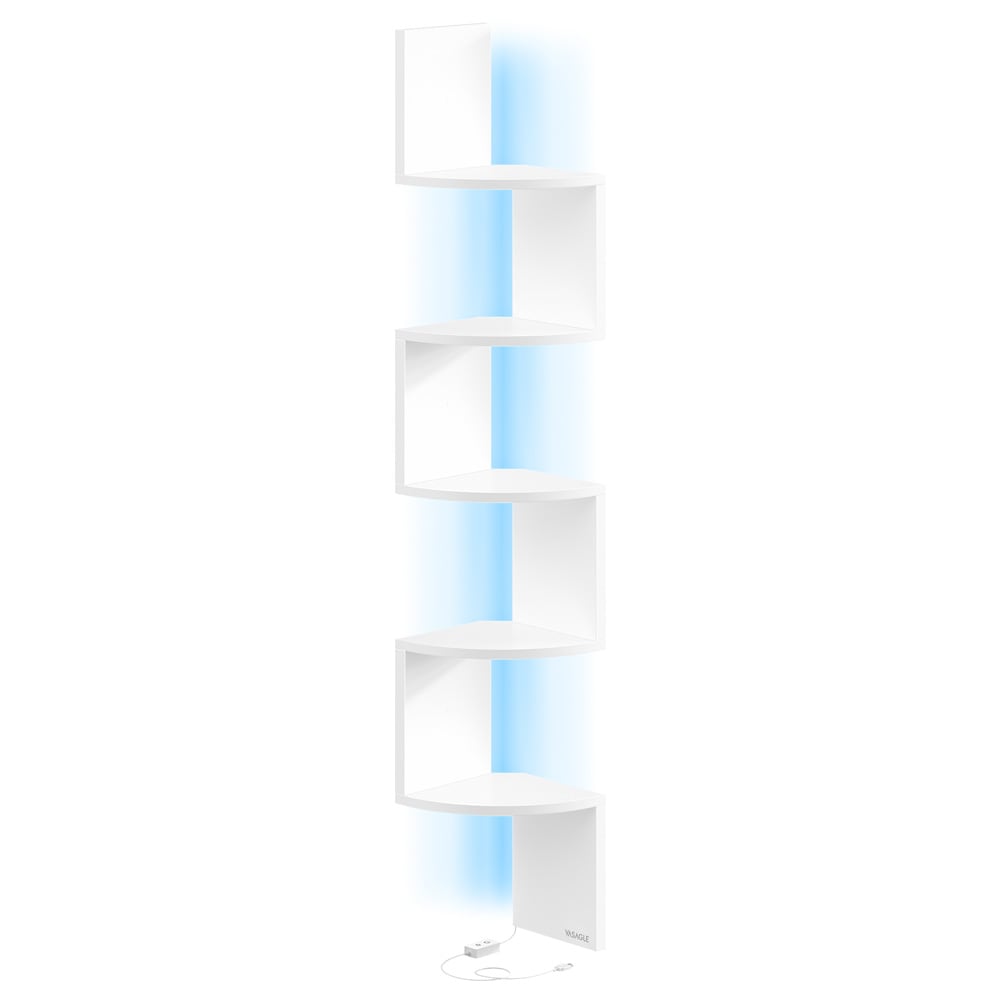 Hjørnehylle for veggmontering med RGB LED / svevende vegghylle / vegghjørnehylle / hjørnebokhylle