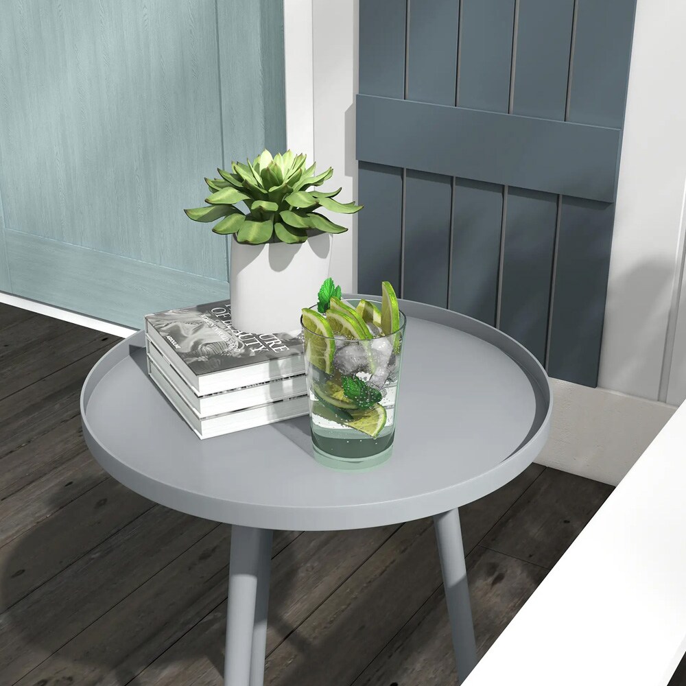 Rundt sidebord Ø40×50 cm / metallbord til balkong, terrasse og hage / hagebord – Grå