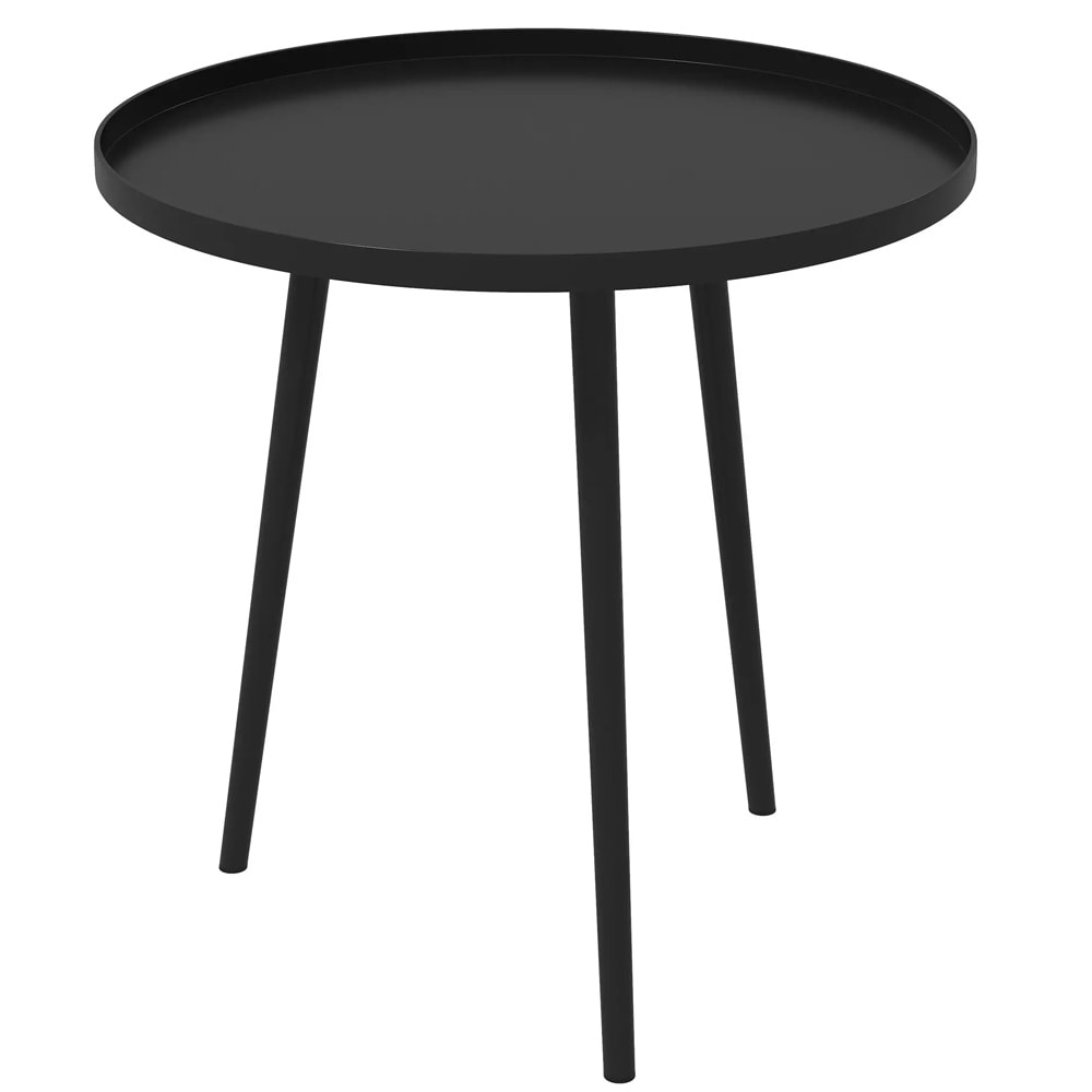 Rundt sidebord Ø40×50 cm / metallbord til balkong, terrasse og hage / hagebord – Svart