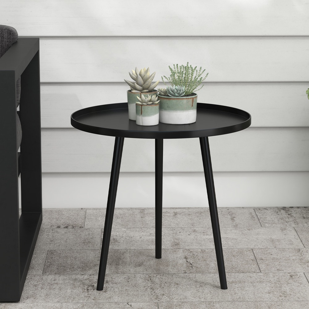 Rundt sidebord i metall 40 cm - Svart / Utebord / Balkongbord / Hagebord