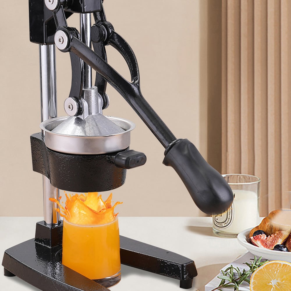 Manuell sitruspresse svart / juicepresse med håndtak / solid fruktpresse i støpejern