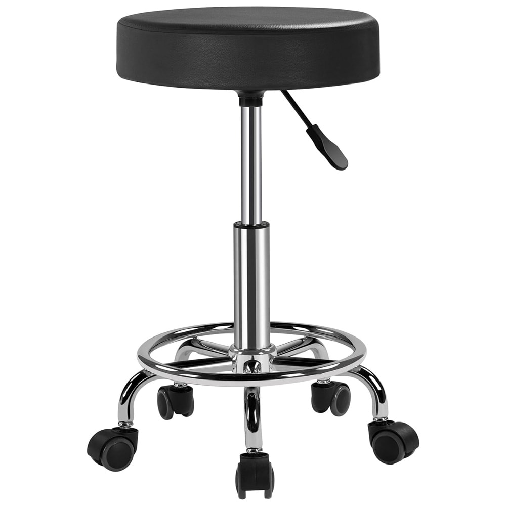 Arbeidskrakk med hjul / justerbar krakk 50,5-65 cm / krakk til salong og verksted / 360° dreibar arbeidsstol