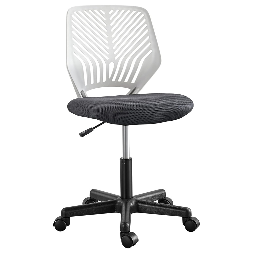 Ergonomisk kontorstol uten armlener / høydejusterbar skrivebordsstol med S-formet rygg – Svart