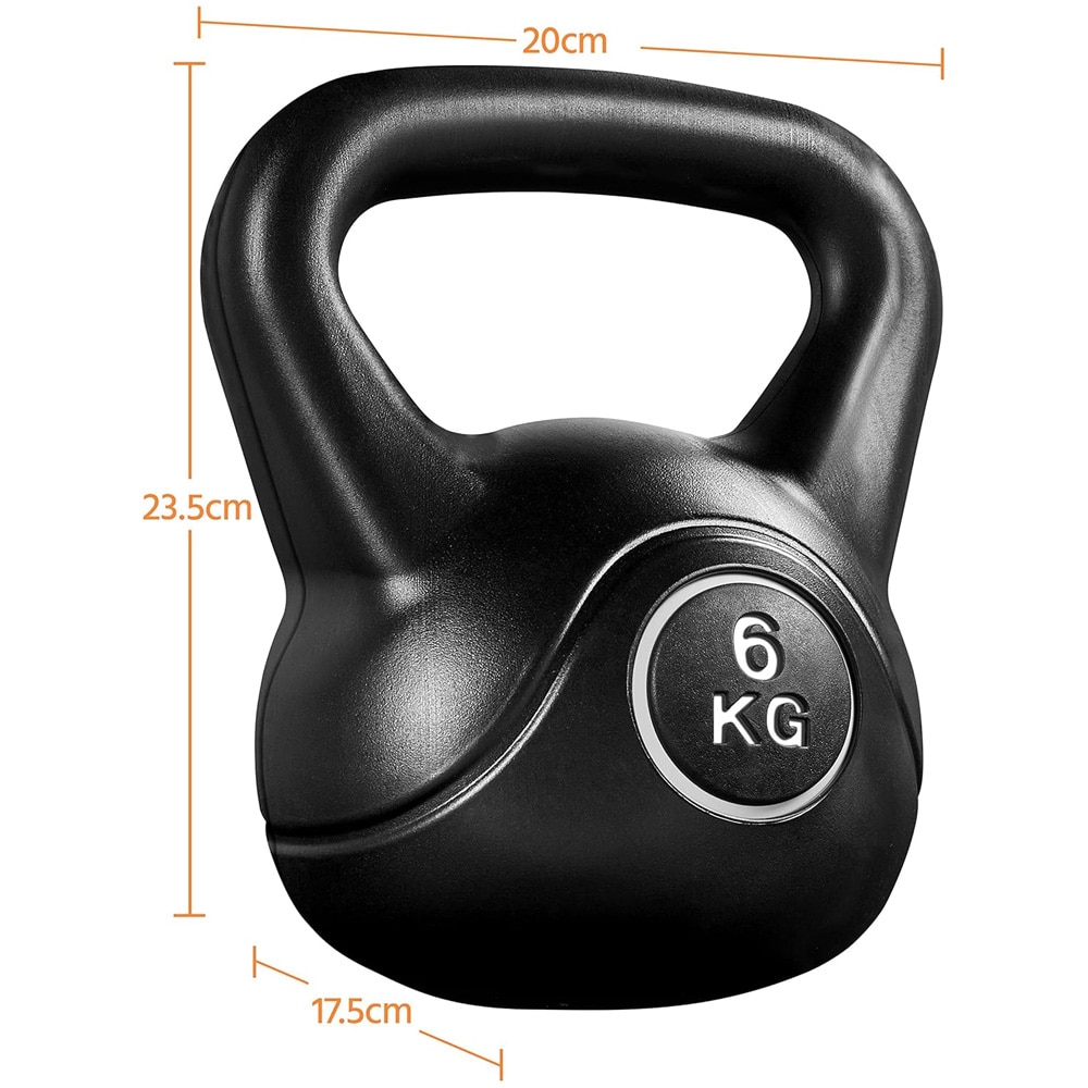 Kettlebell 6 kg / treningsvekt med ergonomisk håndtak og flat bunn