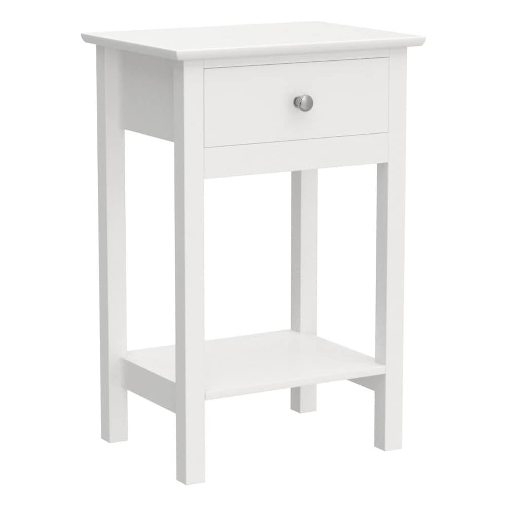 Nattbord 2 stk. med skuff og hylle 40×30×61 cm / sengebord / smale sidebord – Hvit