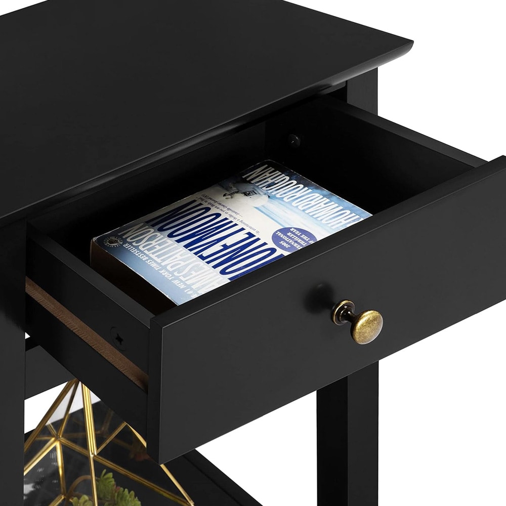 Nattbord 2 stk. med skuff og hylle 40×30×61 cm / sengebord / sidebord med metallramme