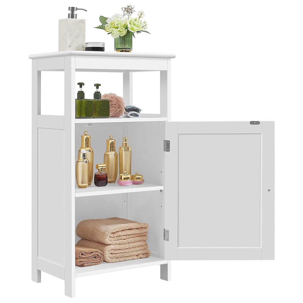 Baderomsskap med åpent rom 45×30×83,5 cm / smalt frittstående skap med justerbar hylle – Hvit