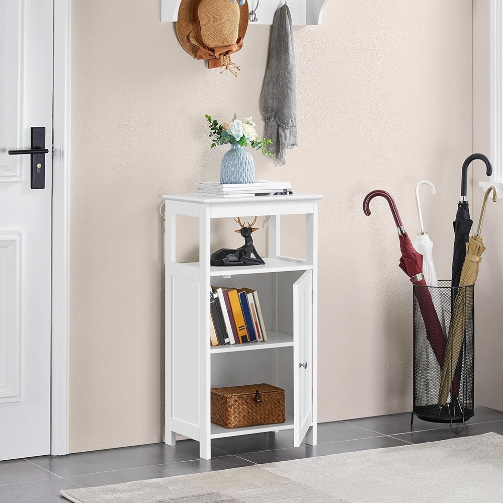 Baderomsskap med åpent rom 45×30×83,5 cm / smalt frittstående skap med justerbar hylle – Hvit