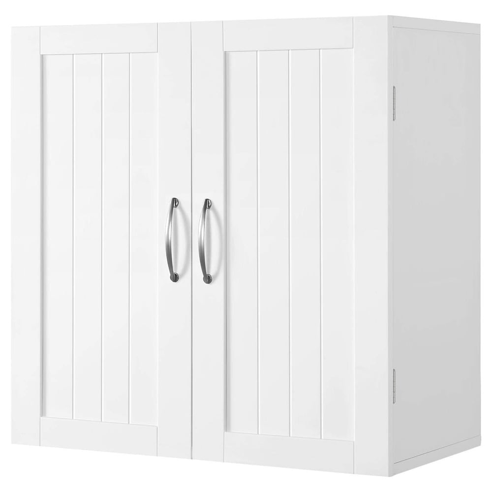 Baderomsskap med 2 dører 59,5×31×59,5 cm / veggskap med justerbar hylle – Hvit