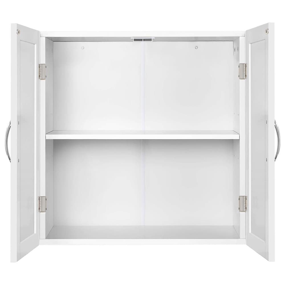 Baderomsskap med 2 dører 59,5×31×59,5 cm / veggskap med justerbar hylle – Hvit