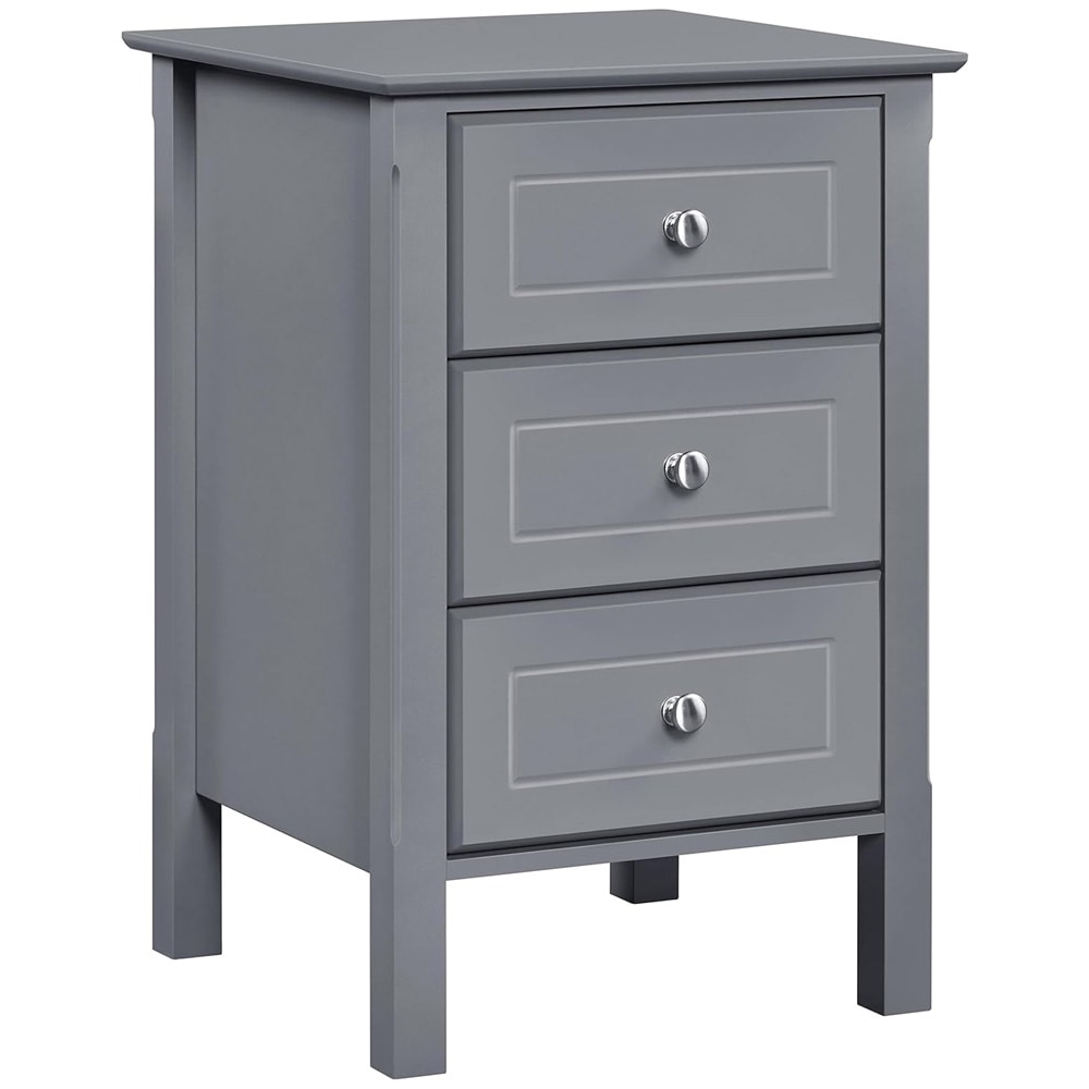 Nattbord med 3 skuffer 40×40×60 cm / sidebord / sengebord med oppbevaring – Grå