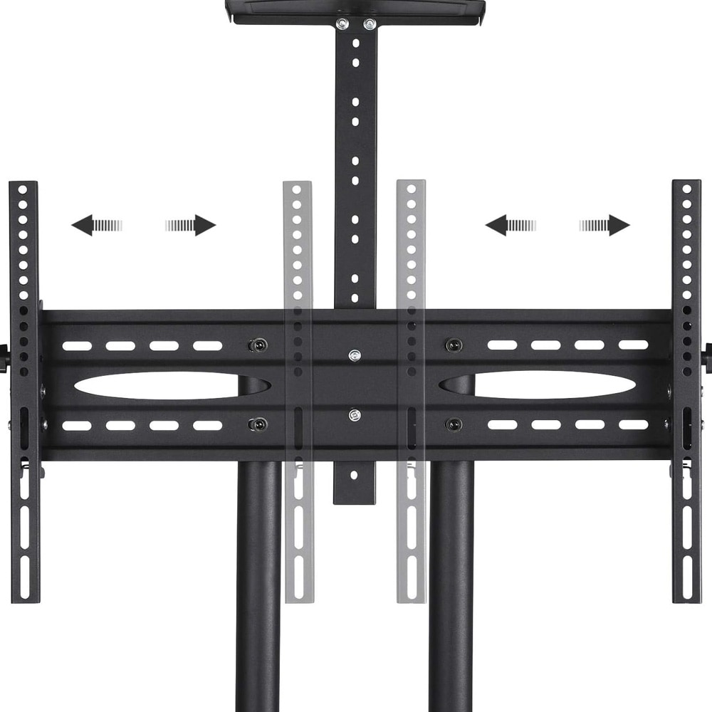 TV-stativ på hjul for TV opptil 75″ med justerbar høyde / gulvstativ med VESA 100×100–600×400 mm – Svart