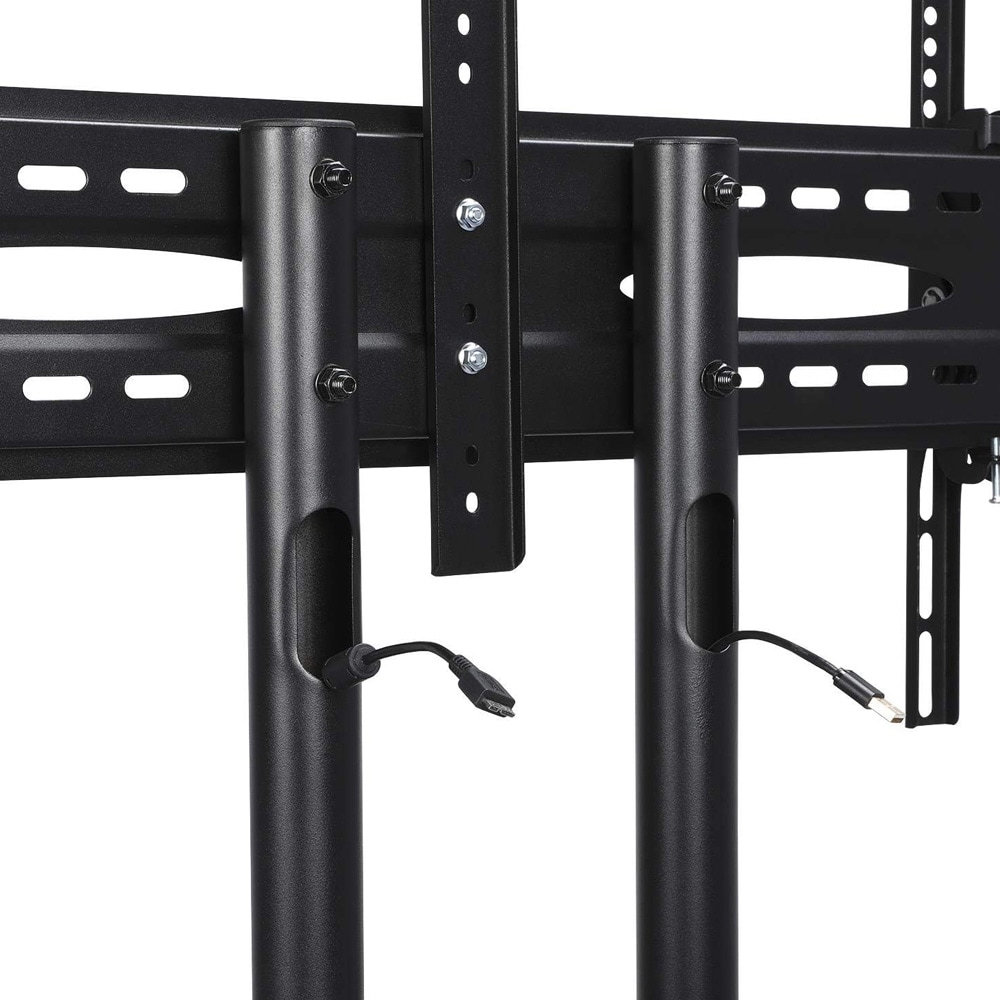 TV-stativ på hjul for TV opptil 75″ med justerbar høyde / gulvstativ med VESA 100×100–600×400 mm – Svart