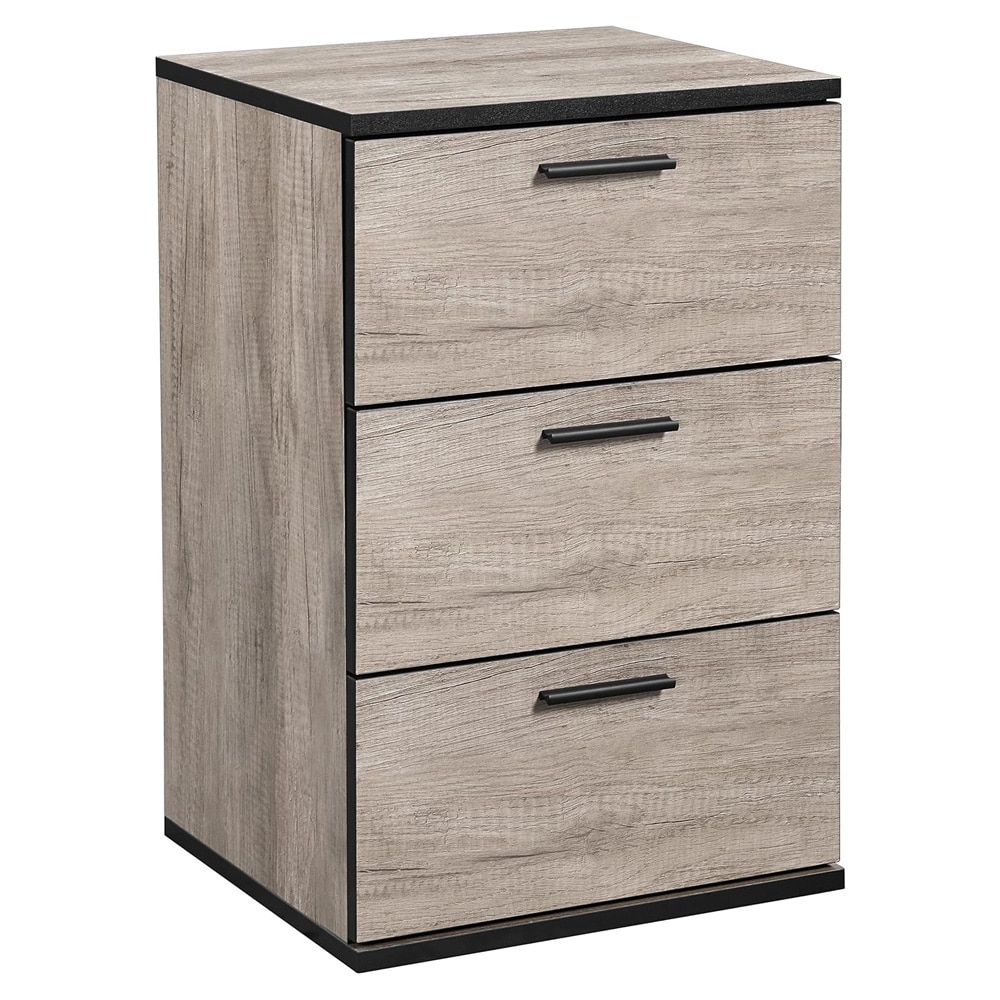 Nattbord 40×35×60 cm / lite sidebord med 3 skuffer / liten kommode – Grå
