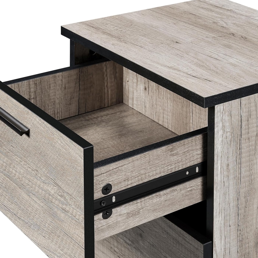 Nattbord 40×35×60 cm / lite sidebord med 3 skuffer / liten kommode – Grå