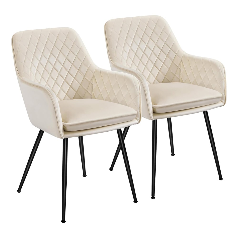Spisestoler med armlener 2 stk / polstrede stoler til spisebord / spisestuestoler - Beige