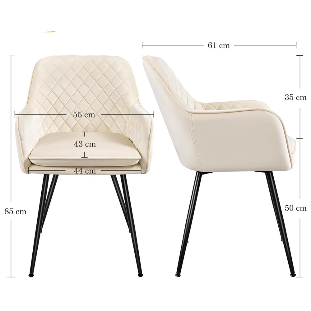 Spisestoler med armlener 2 stk / polstrede stoler til spisebord / spisestuestoler - Beige