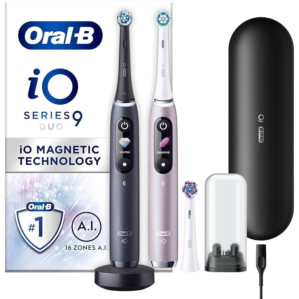Oral-B iO9 Duo Pack elektrisk tannbørste svart/rose / elektrisk tannbørste med AI