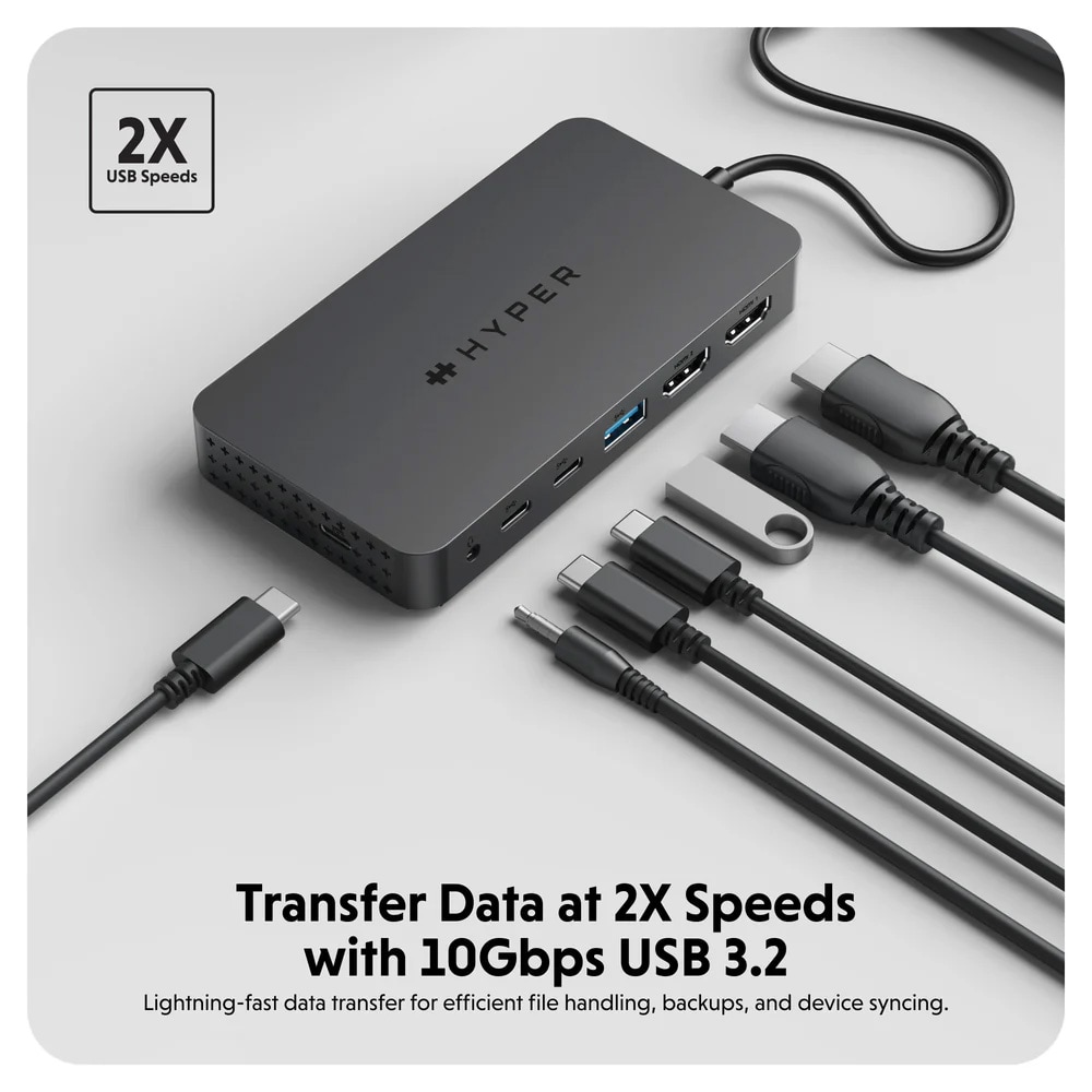 HyperDrive Nexa 7-ports USB-C-hub / dokkingstasjon med doble HDMI-porter / USB-C-hub med 100 W PD og Ethernet