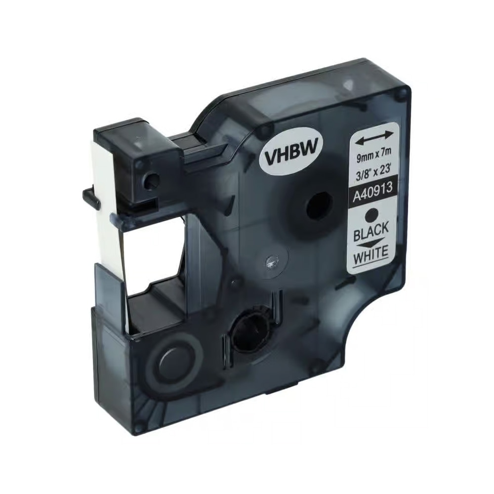 Kassettbånd for Dymo 9 mm, svart/vit - erstatter 40913 / Dymo LabelManager 160/280