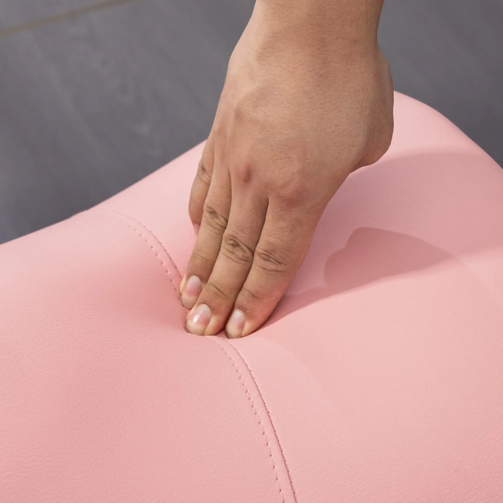 Rosa sadelkrakk med justerbar høyde / ergonomisk arbeidskrakk med hjul til salong og kontor
