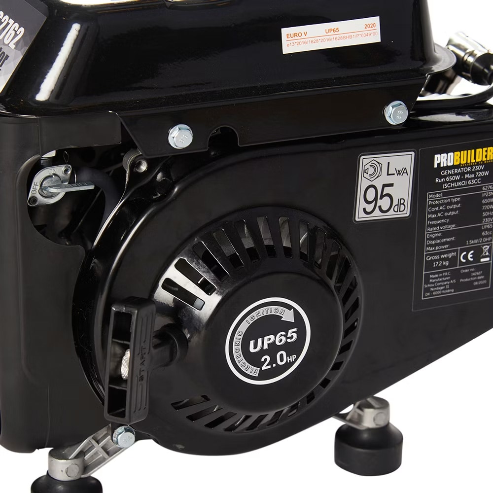 Probuilder bensingenerator 720 W / strømaggregat 230 V / campinggenerator med 2-taktsmotor