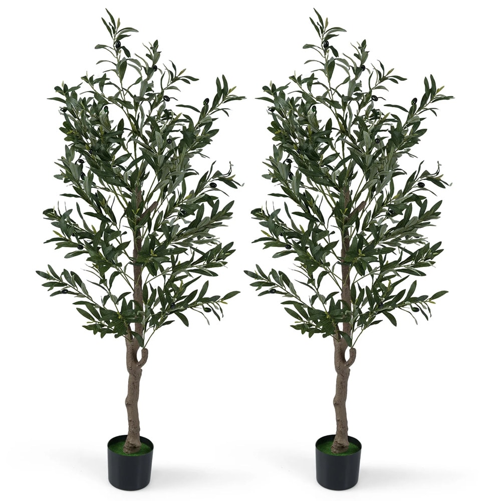 Kunstige oliventrær med formbare grener 2 stk / naturtro kunstige planter i potte