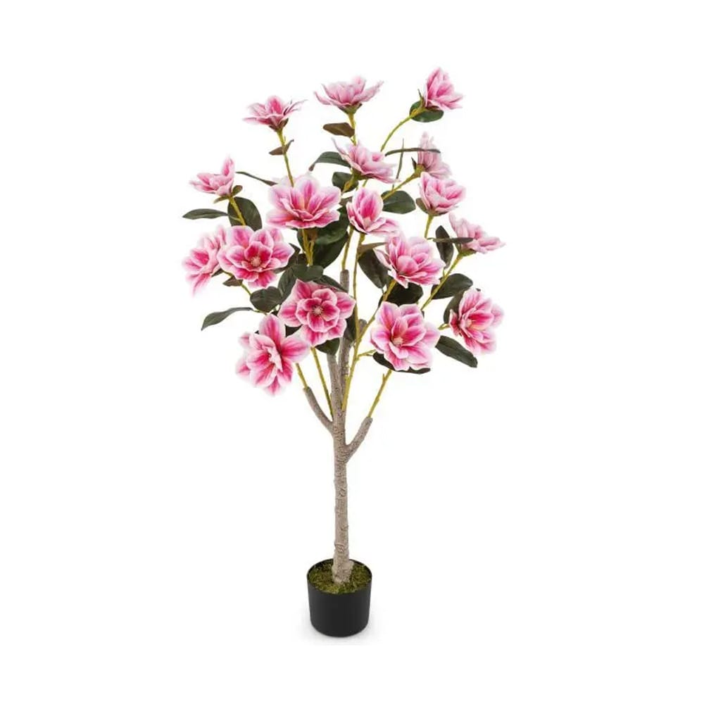 Kunstig magnoliatre 130 cm / dekorativ kunstig plante med rosa blomster / magnolia