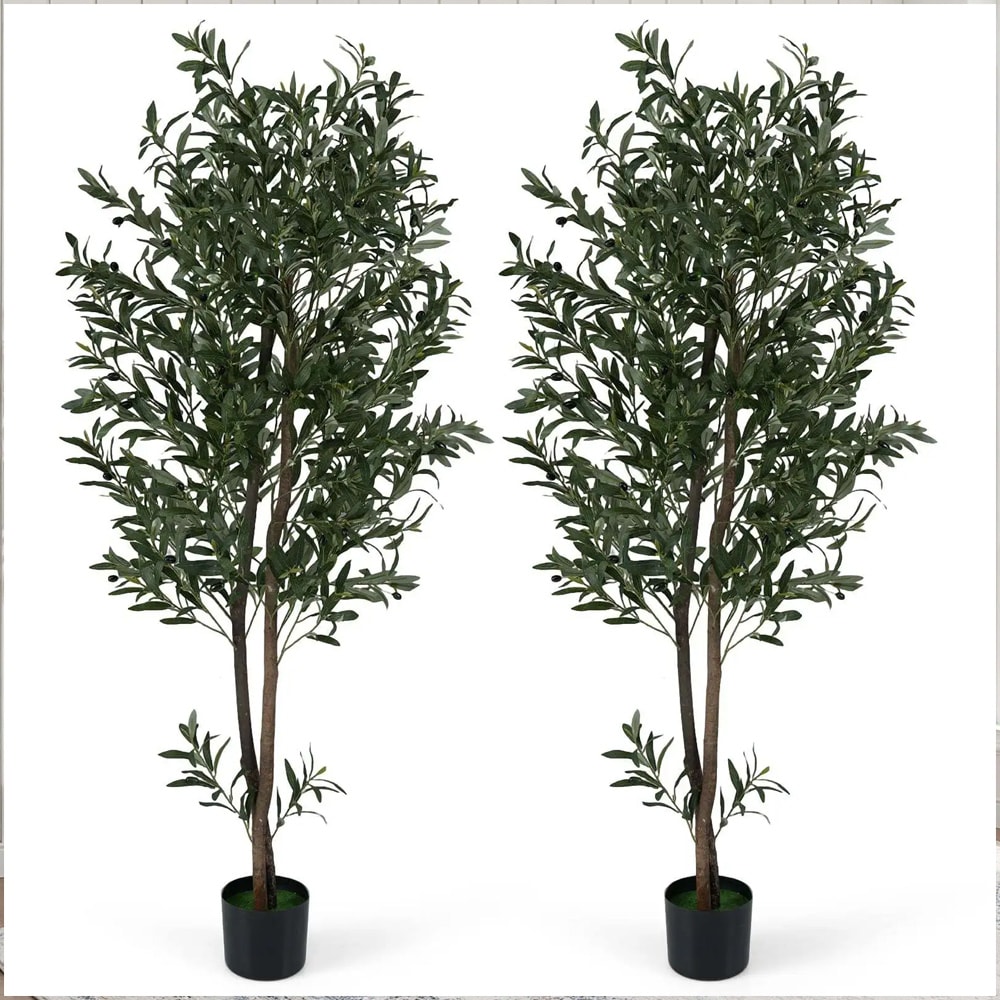 Kunstige oliventrær 2 stk / naturtro kunstige trær 180 cm / formbare grener