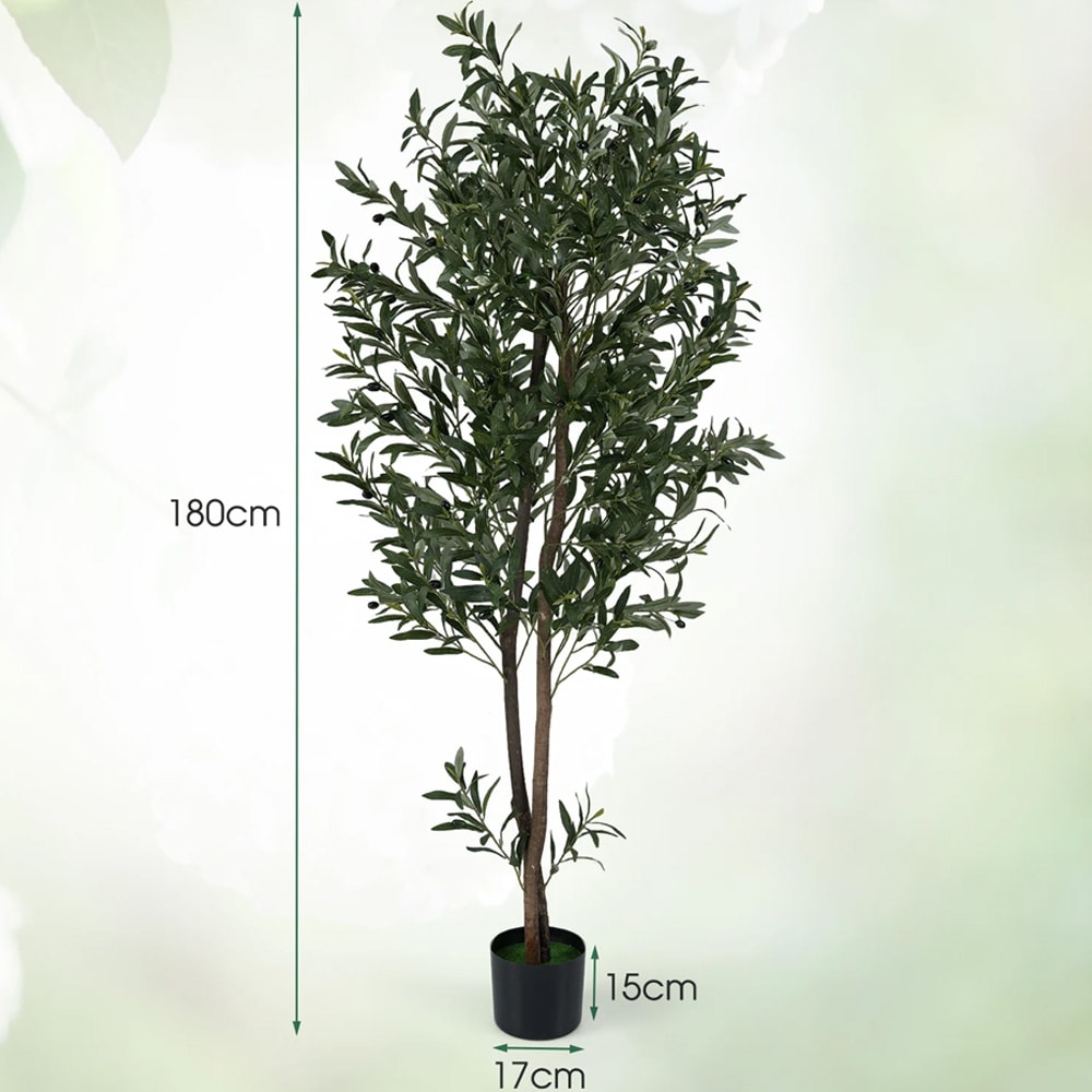 Kunstige oliventrær 2 stk / naturtro kunstige trær 180 cm / formbare grener