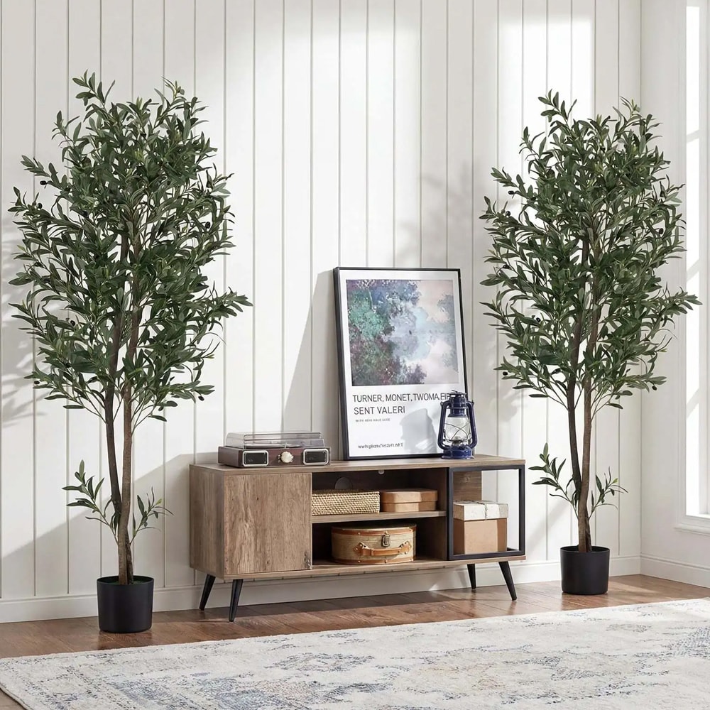 Kunstige grønne planter 2-pk 180 cm / kunstige oliventrær