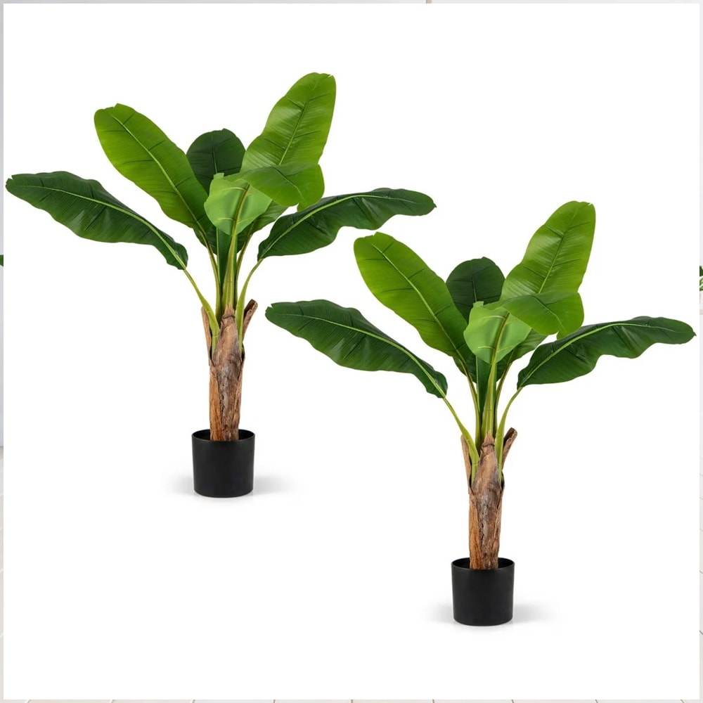 Kunstige tropiske planter 2 stk / bananbladplanter 107 cm / justerbare grener