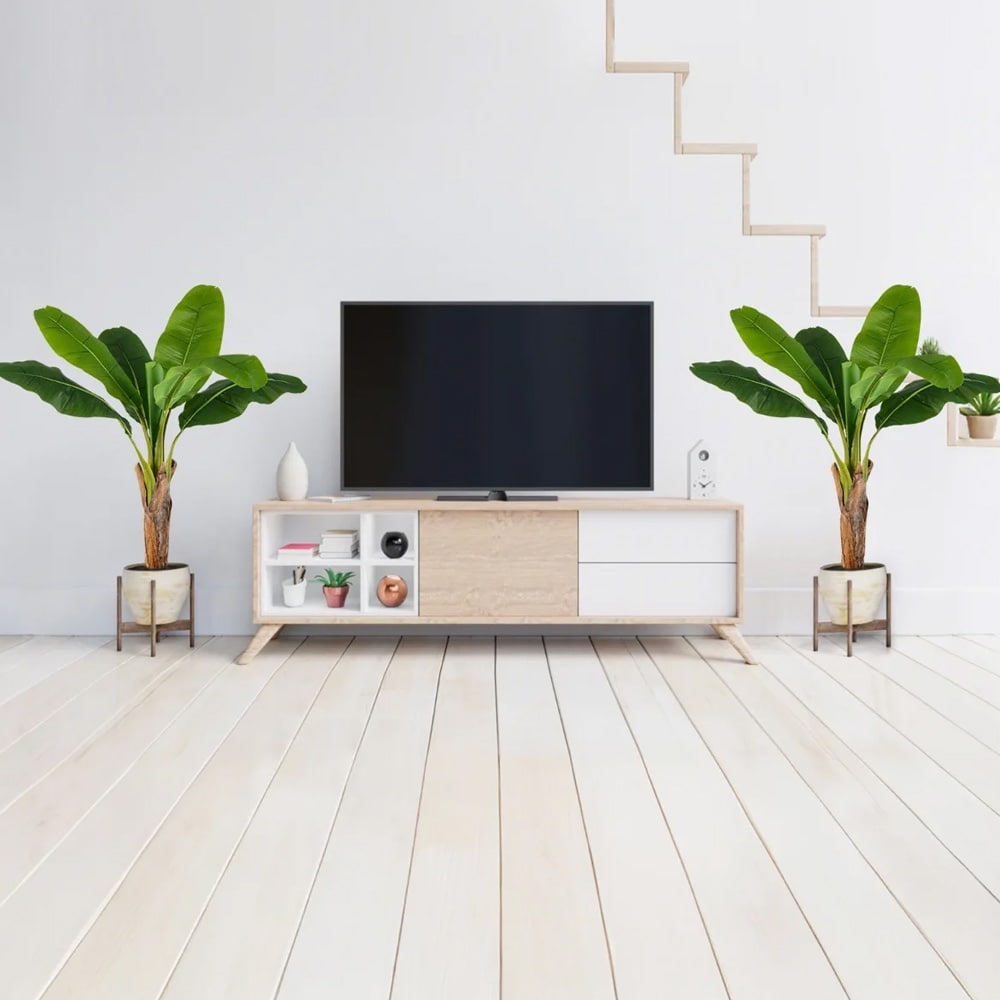 Kunstige bananbladplanter med justerbare grener 107 cm 2-pakning / kunstige bananpalmer