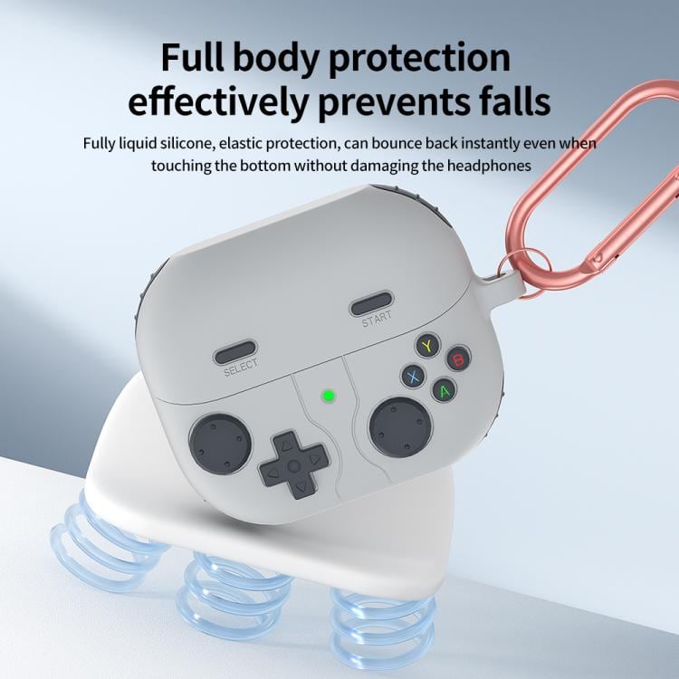 Silikonetui i retro gaming-stil til Samsung Galaxy Buds3 FE - Lysegrå