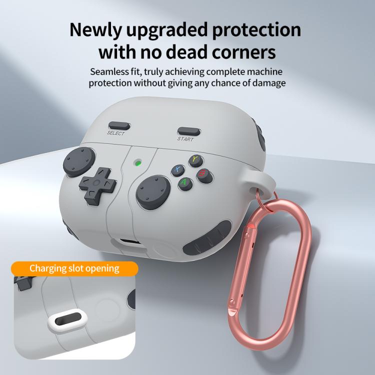 Silikonetui i retro gaming-stil til Samsung Galaxy Buds3/Buds3 Pro - Lysegrå