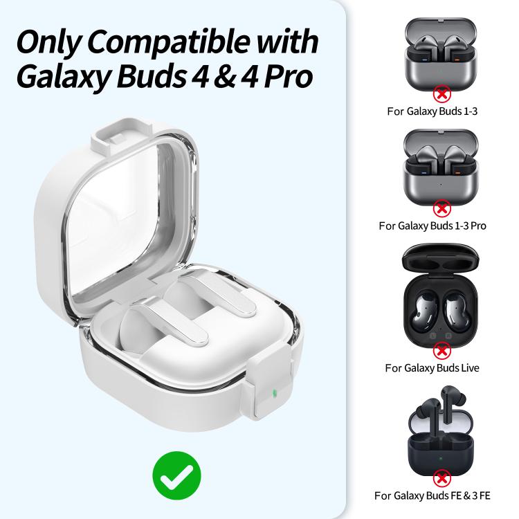 Hodetelefonetui med klikklås til Galaxy Buds4/Buds4 Pro – Hvit