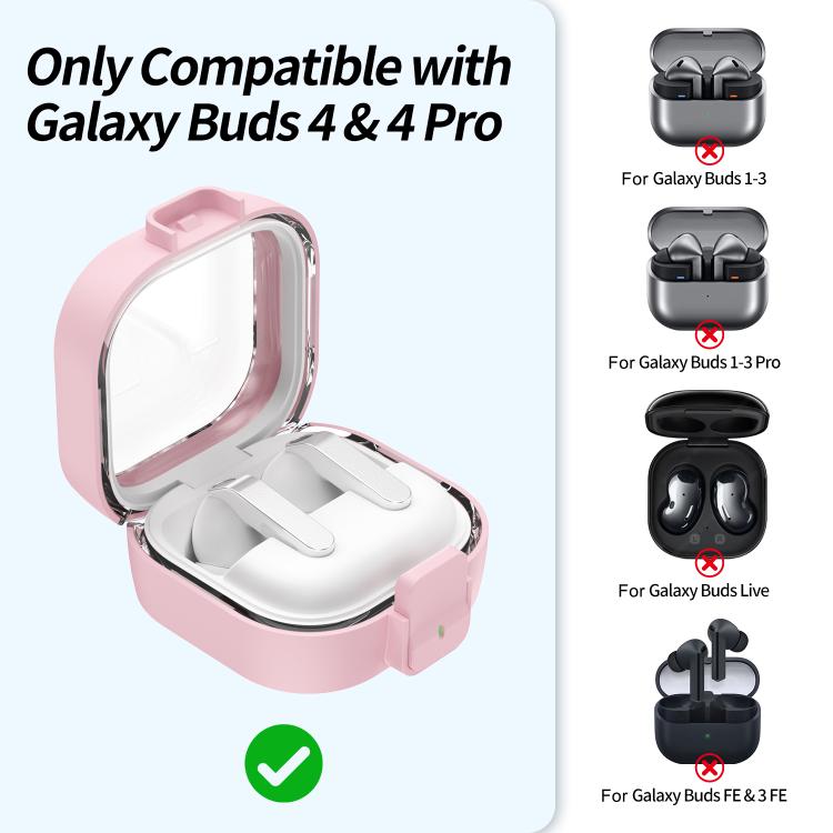 Hodetelefonetui med klikklås til Galaxy Buds4/Buds4 Pro – Rosa
