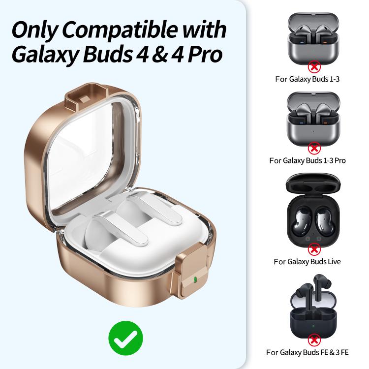 Hodetelefonetui med klikklås til Galaxy Buds4/Buds4 Pro – Roségull