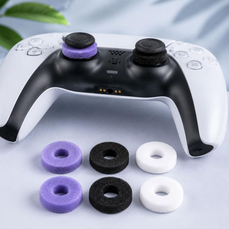 Presisjonsringer i myk silikon til PS4/PS5/Xbox/Switch, 6-pakning – Svart/lilla/hvit