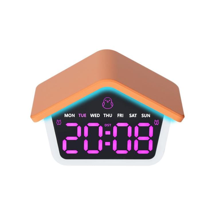 Digital vekkerklokke med 8-farget nattlampe – Oransje / LED-vekkerklokke med nattlampe