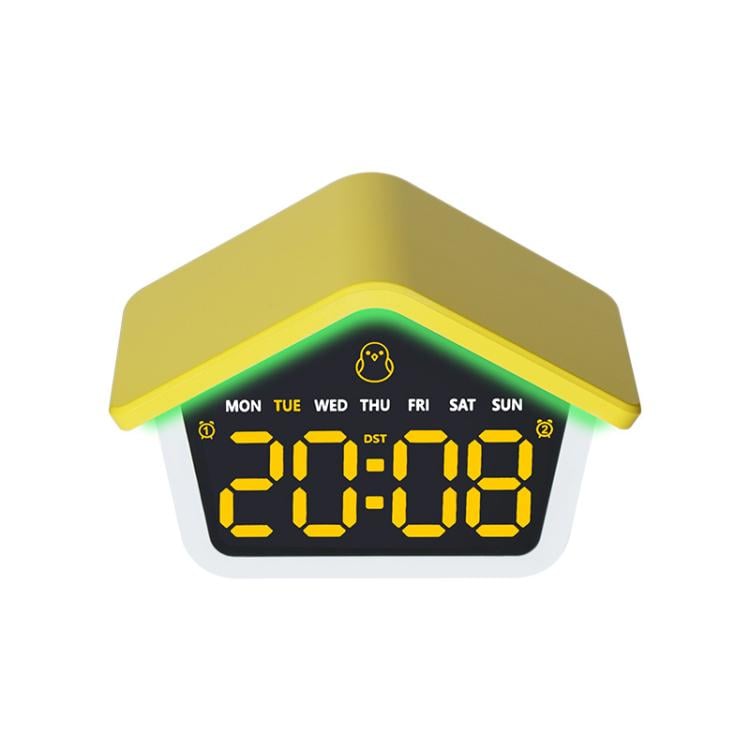 Digital vekkerklokke med 8-farget nattlampe – Gul / LED-vekkerklokke med nattlampe