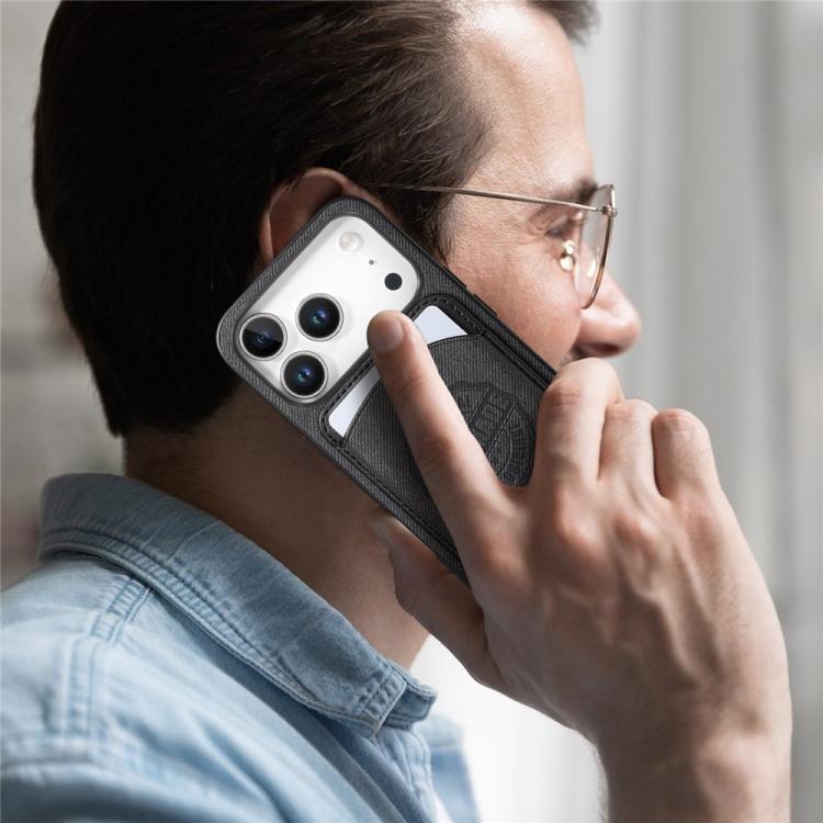 Magnetisk mobilveske i kunstlær med kortholder til iPhone 15 Pro - Svart