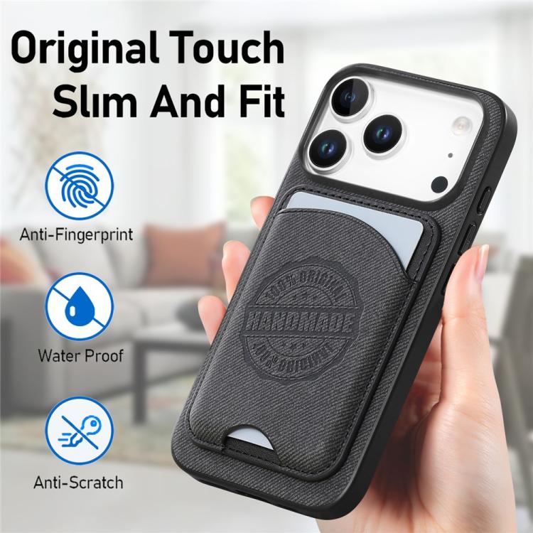 Magnetisk mobilveske i kunstlær med kortholder for iPhone 15 - Svart
