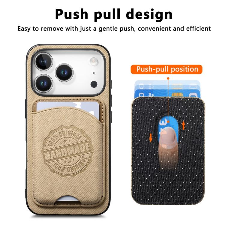 Magnetisk kunstlærveske med kortholder til iPhone 16e/17e - Khaki